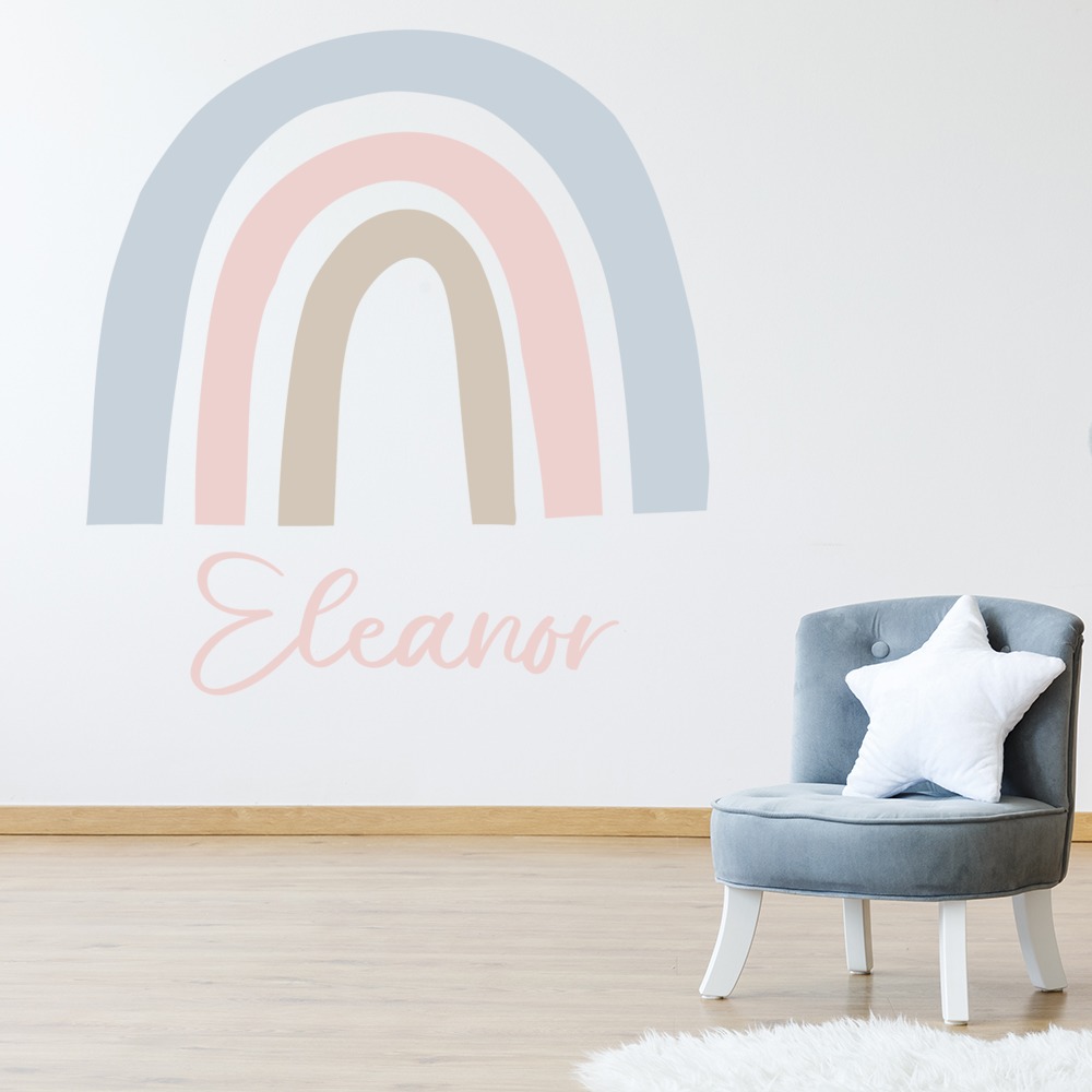 Personalised Name Pastel Rainbow Nursery Wall Sticker