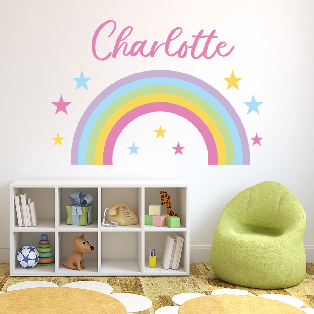 Personalised Name Rainbow & Stars Wall Sticker