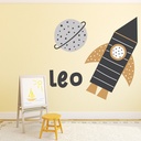 Personalised Name Rocket & Planet Nursery Wall Sticker