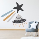 Shooting Star & Alien Ship Nursery Wall Sticker