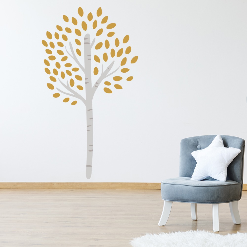 Grey & Yellow Tree Woodland Nursery Wall Sticker