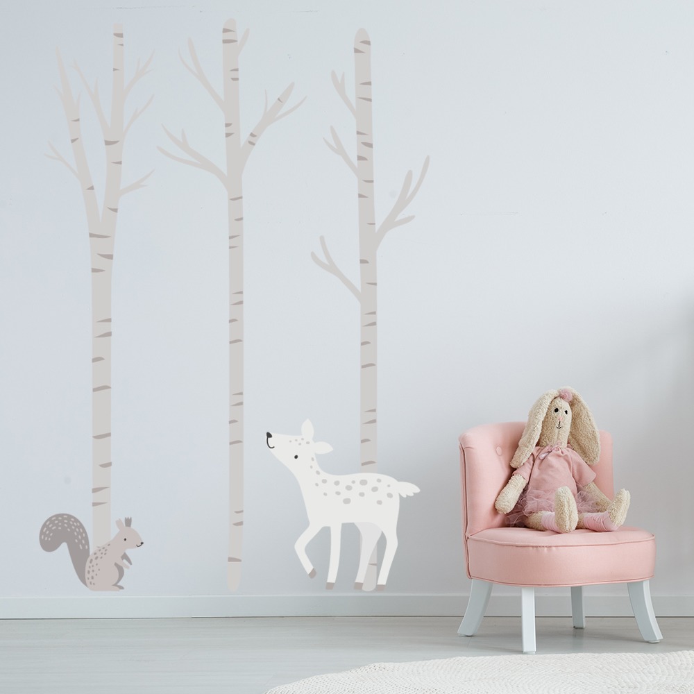 Winter Trees Woodland Animals Wall Sticker