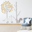 Fox & Squirrel Woodland Trees Wall Sticker
