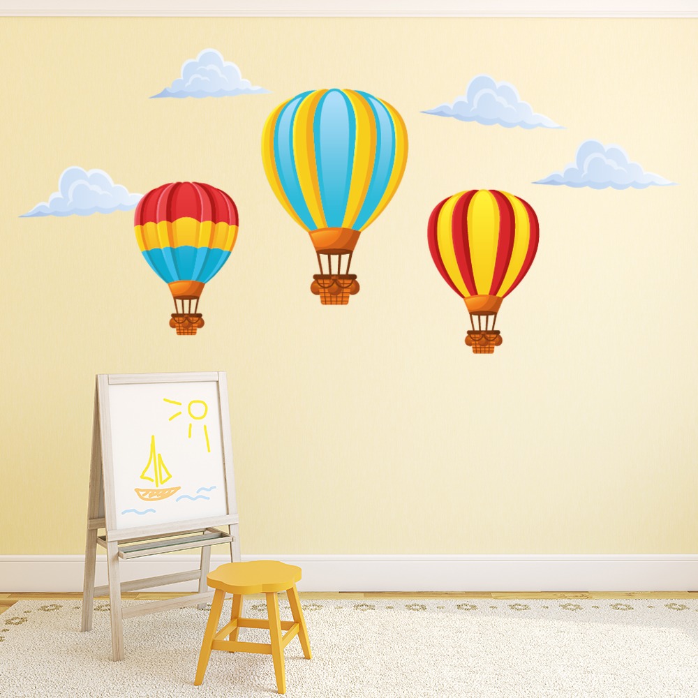 Colourful Hot Air Balloons & Clouds Wall Sticker | Icon Wall Stickers