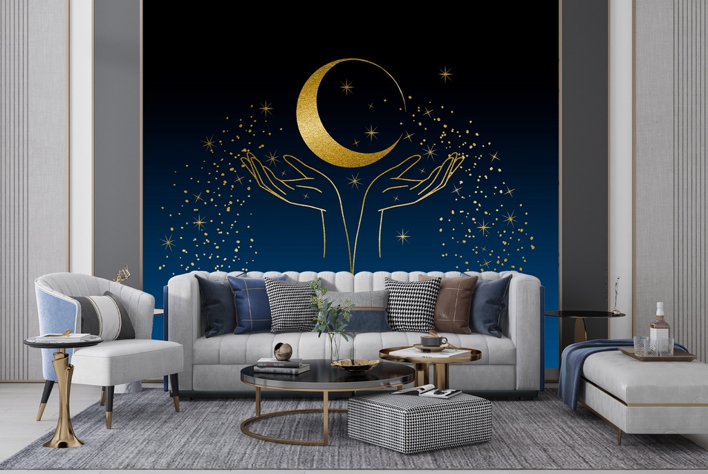 Moon and Hands Wall Mural by Andrea Haase