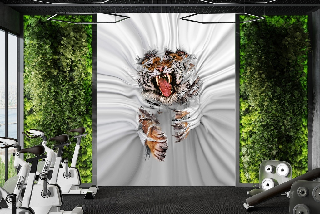 Tiger Breakthrough Wall Mural by David Penfound