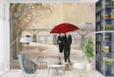Romantic Paris - Red Umbrella Wall Mural by Julia Purinton