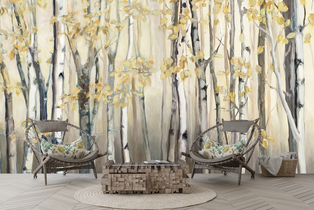 Golden Birch I Wall Mural by Marilyn Hageman