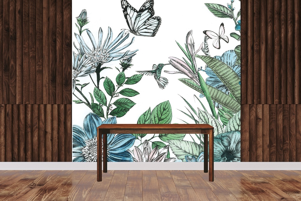 Butterflies and Flowers I Wall Mural by Amelia Ilangaratne