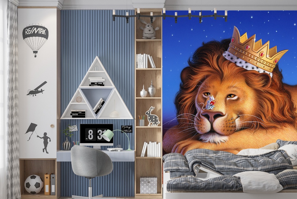 Lion King & Mouse Wall Mural by Jerry Lofaro