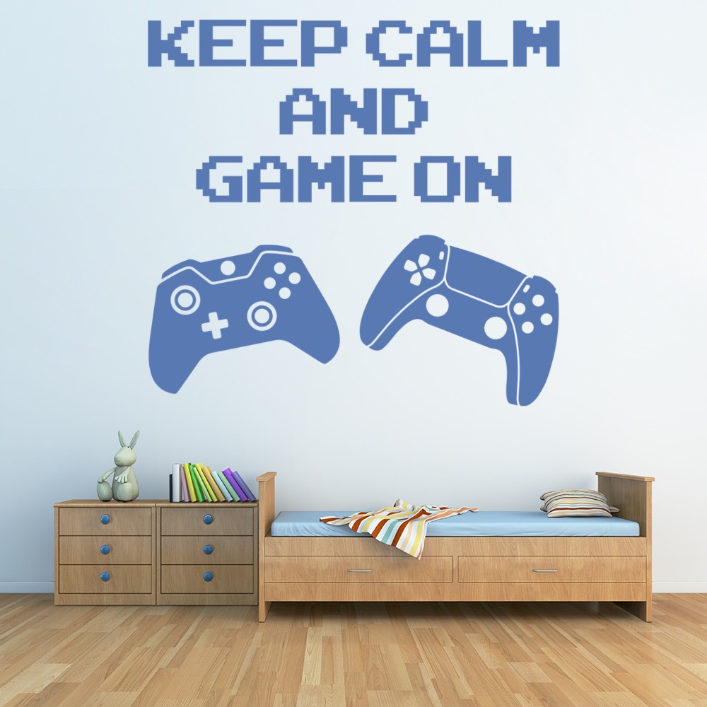 Keep Calm Game On Gamer Kids Wall Sticker