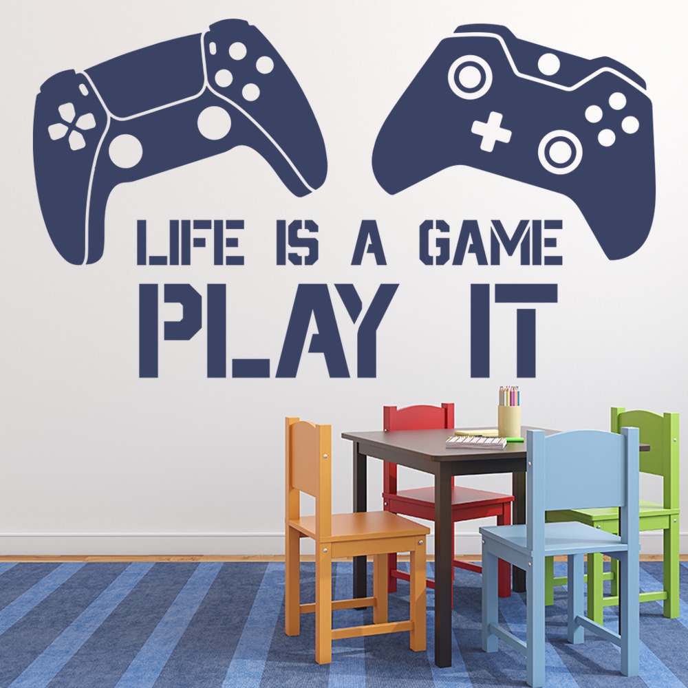 Life Is A Game Play It Gamer Kids Wall Sticker - Mod1