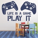 Life Is A Game Play It Gamer Kids Wall Sticker - Mod1