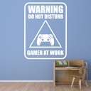 Warning Gamer At Work Gamiing Kids Wall Sticker