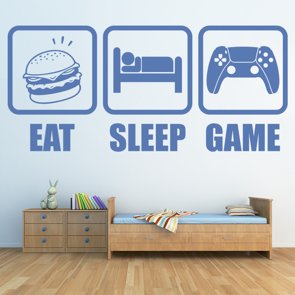 Eat Sleep Game Repeat Kids Gaming Wall Sticker