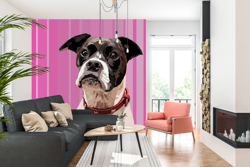 Daisy Dog Wall Mural by Jo Thompson