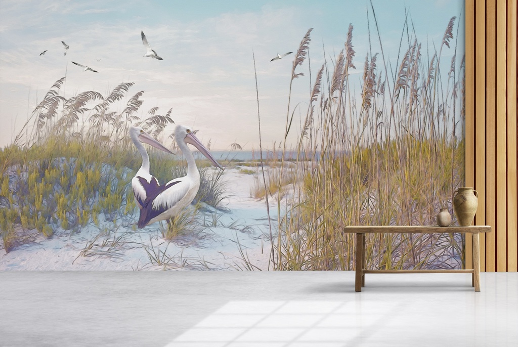 Seaside Loungers Wall Mural by Steve Hunziker