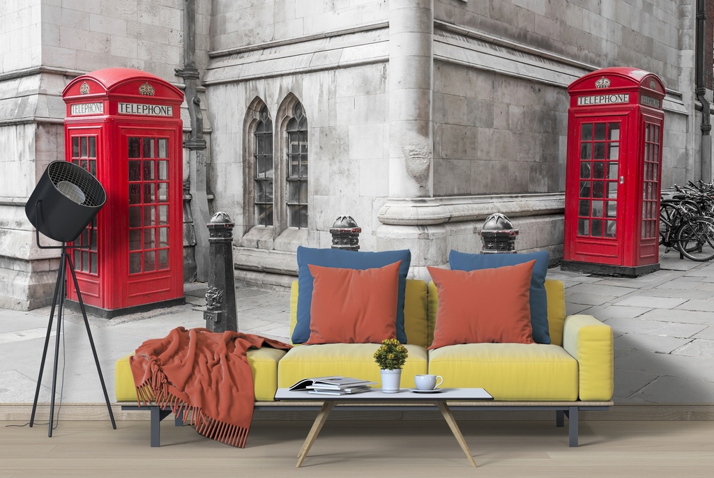 London Red Phone Booths Wall Mural by Richard Silver