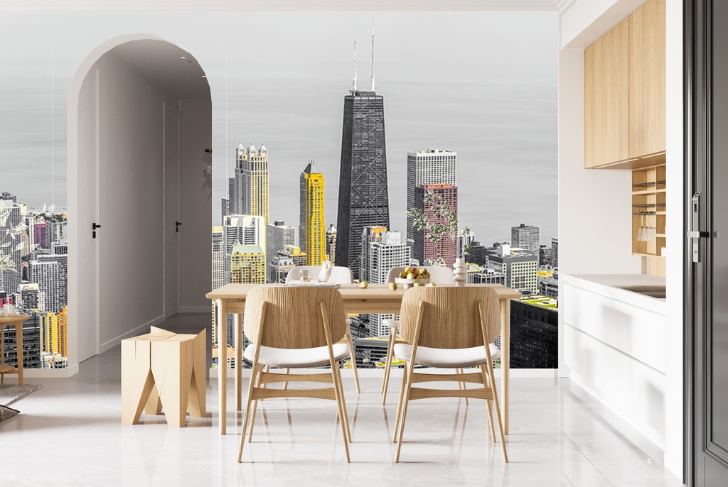 Chicago Multi Coloured Wall Mural by Richard Silver