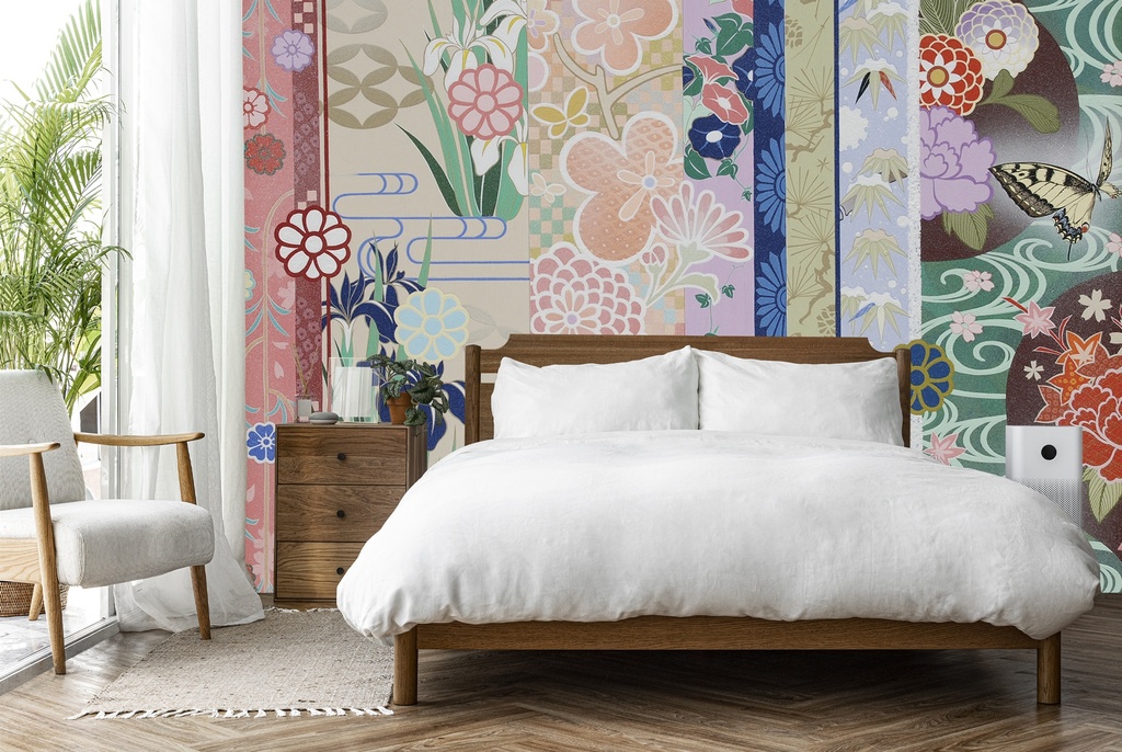 Kimono Pattern Wall Mural by Zigen Tanabe
