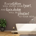 Wisdom Will Enter Your Heart Bible Quote Wall Sticker