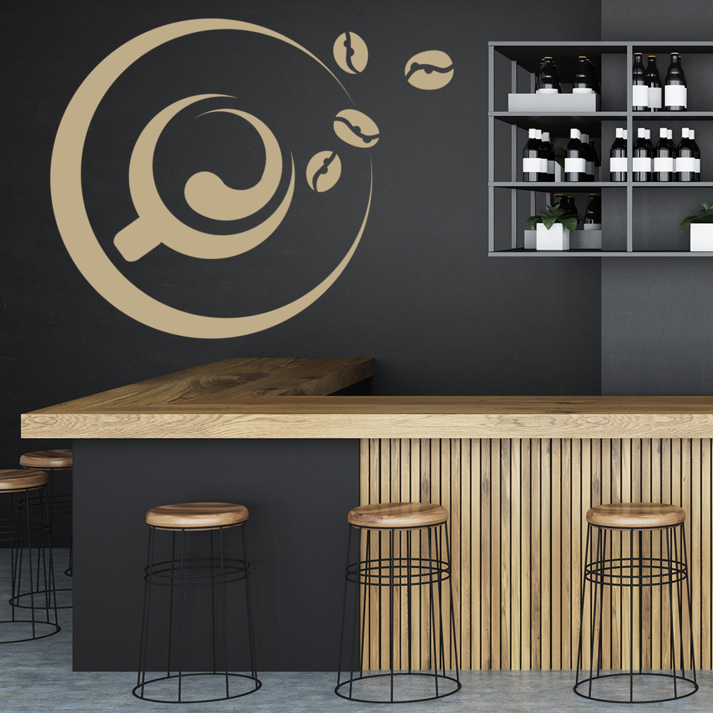 Coffee Cup And Beans Cafe Food And Drink Wall Stickers Kitchen Decor Art Decals