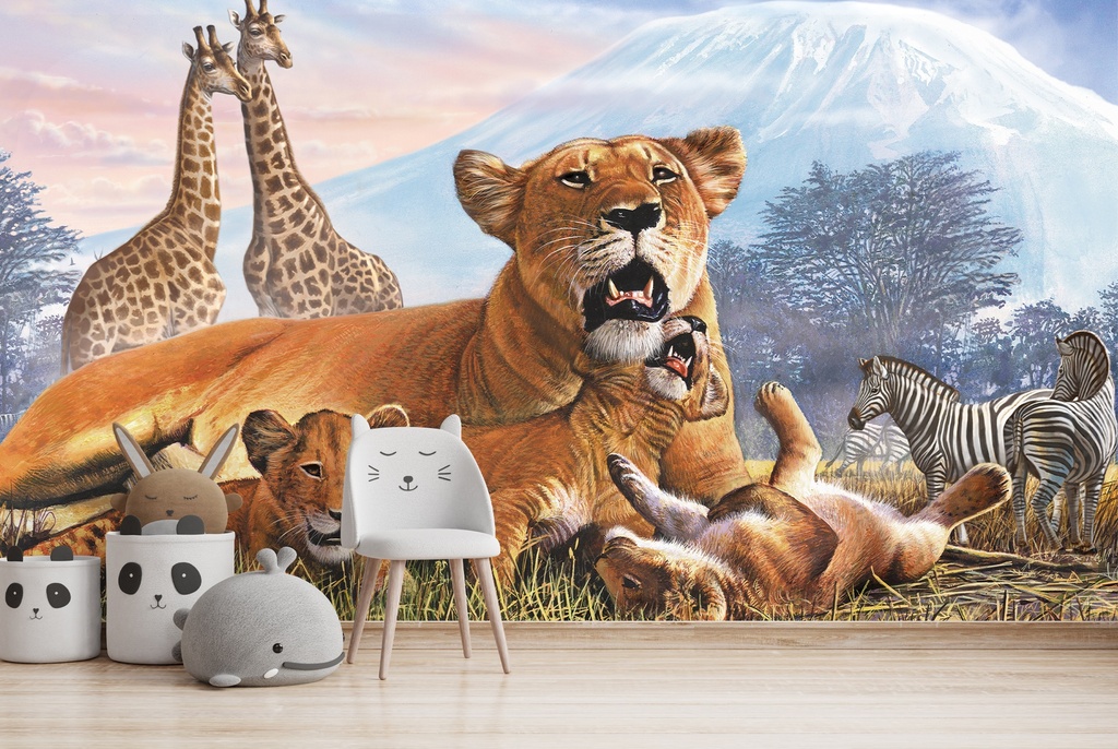 Kilimanjaro Lions Wall Mural by Steve Crisp