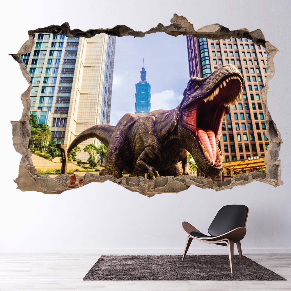 T-Rex New York 3D Hole In The Wall Sticker | Icon Wall Stickers