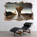 Elephant 3D Hole In The Wall Sticker