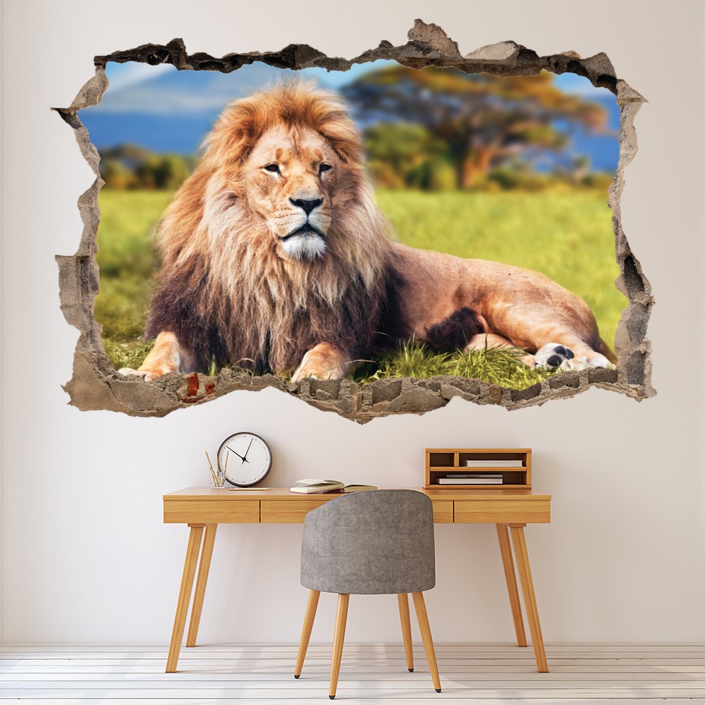 King Lion 3D Hole In The Wall Sticker | Icon Wall Stickers