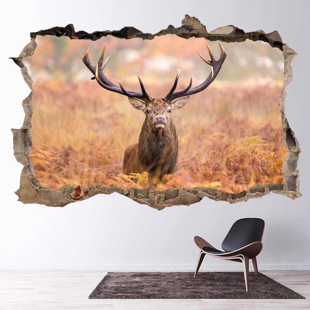 Red Stag 3D Hole In The Wall Sticker | Icon Wall Stickers