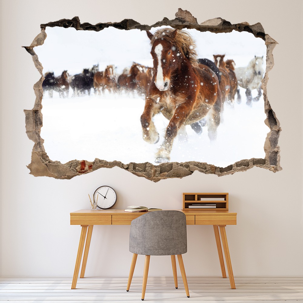 Herd Of Wild Horses 3D Hole In The Wall Sticker | Icon Wall Stickers
