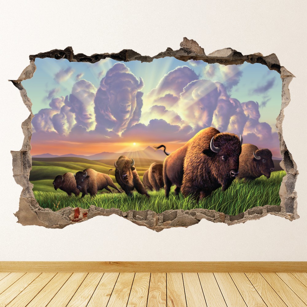 Wild Buffalo 3D Hole In The Wall Sticker | Icon Wall Stickers