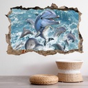 Dolphin Jump 3D Hole In The Wall Sticker