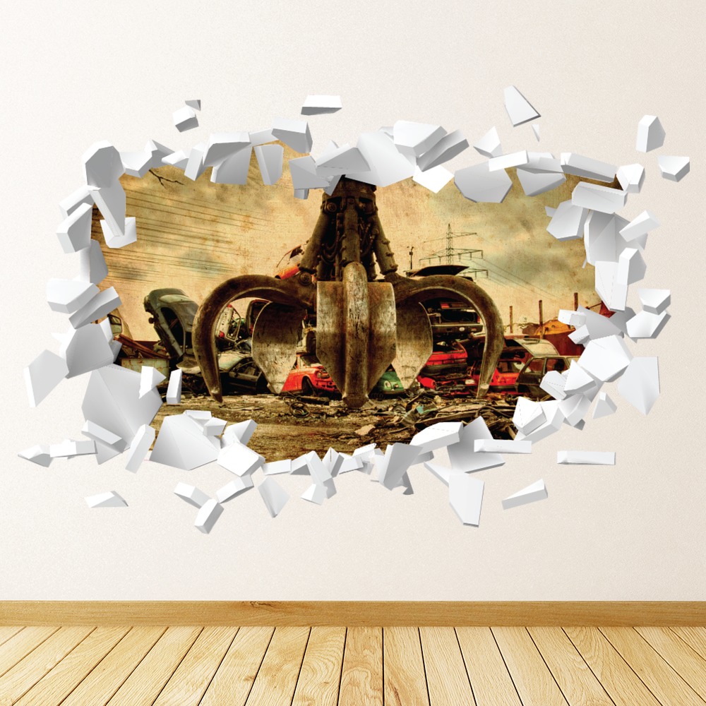 Junkyard Claw White Brick 3D Hole In The Wall Sticker | Icon Wall Stickers