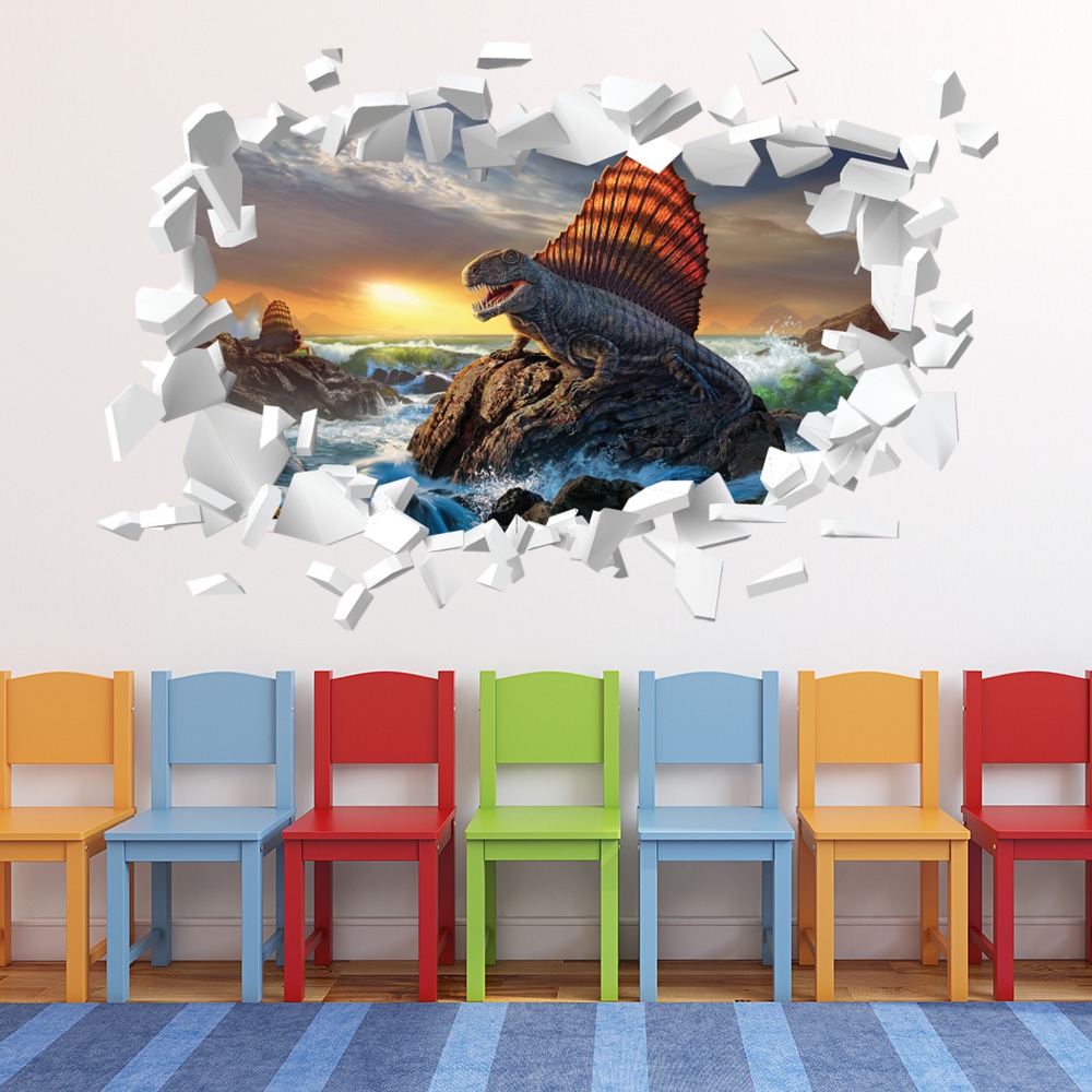 Dimetrodon Dinosaur White Brick 3D Hole In The Wall Sticker | Icon Wall ...