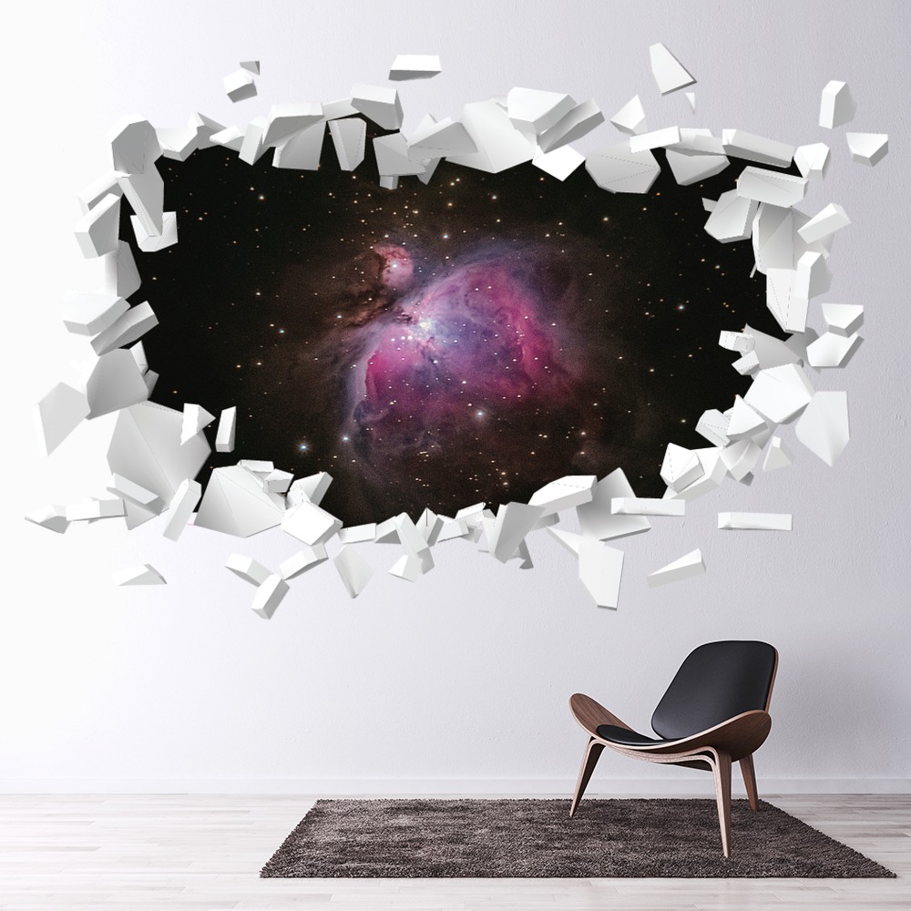 Galaxy Space Stars White Brick 3D Hole In The Wall Sticker | Icon Wall ...