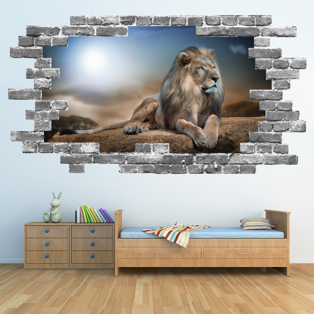 Lion King Grey Brick 3D Hole In The Wall Sticker | Icon Wall Stickers