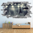 Basketball Slam Dunk Grey Brick 3D Hole In The Wall Sticker