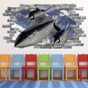 SR 71 Blackbird Aircraft Grey Brick 3D Hole In The Wall Sticker