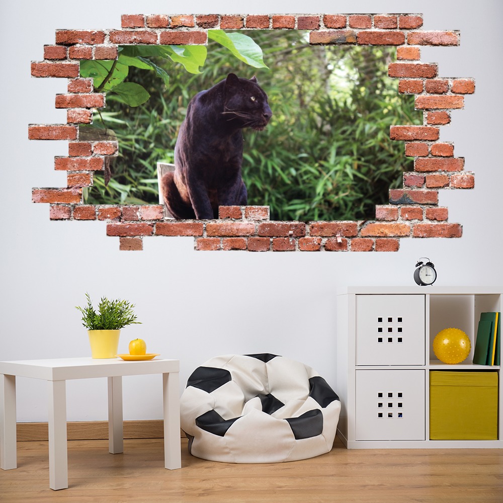 Black Panther Red Brick 3D Hole In The Wall Sticker | Icon Wall Stickers