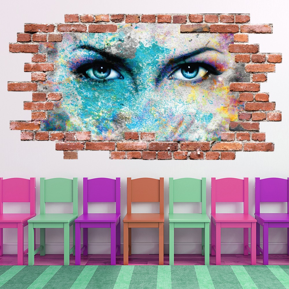 Goddess Red Brick 3D Hole In The Wall Sticker | Icon Wall Stickers