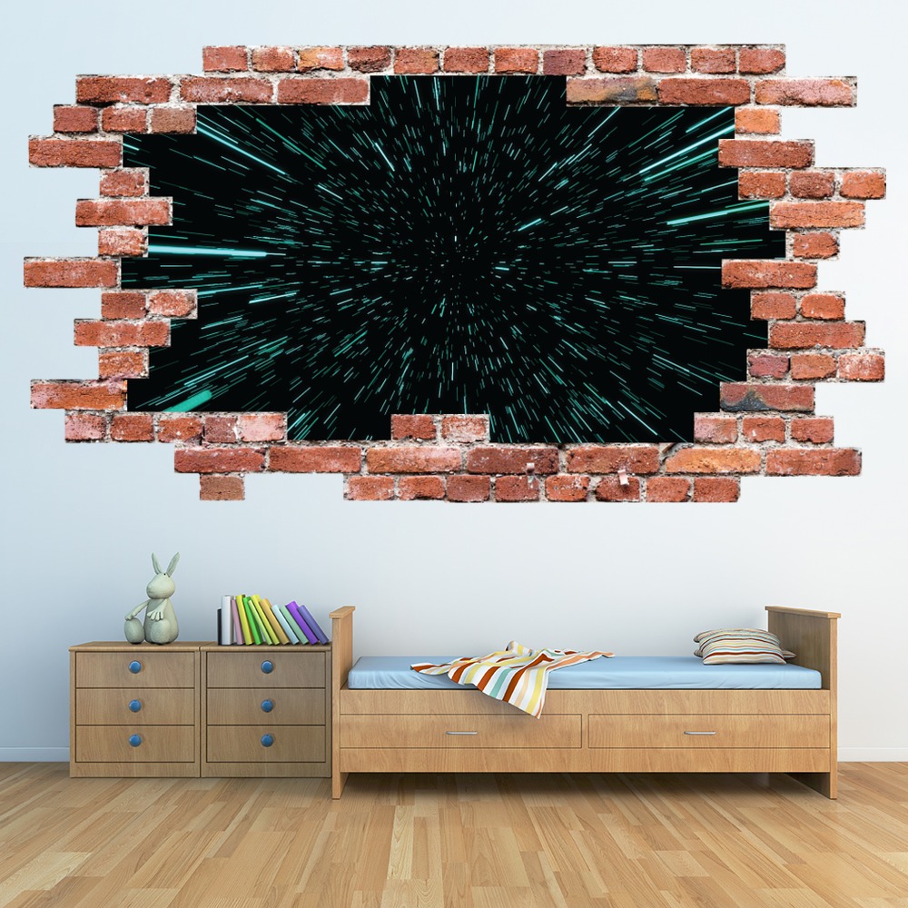 Hyperspace Red Brick 3D Hole In The Wall Sticker | Icon Wall Stickers