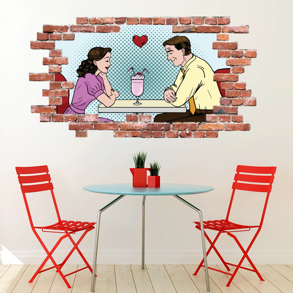 Date Night Red Brick 3D Hole In The Wall Sticker | Icon Wall Stickers