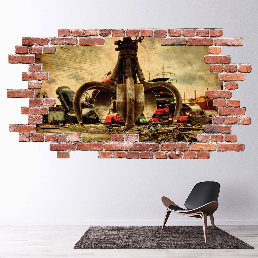 Junkyard Claw Red Brick 3D Hole In The Wall Sticker | Icon Wall Stickers