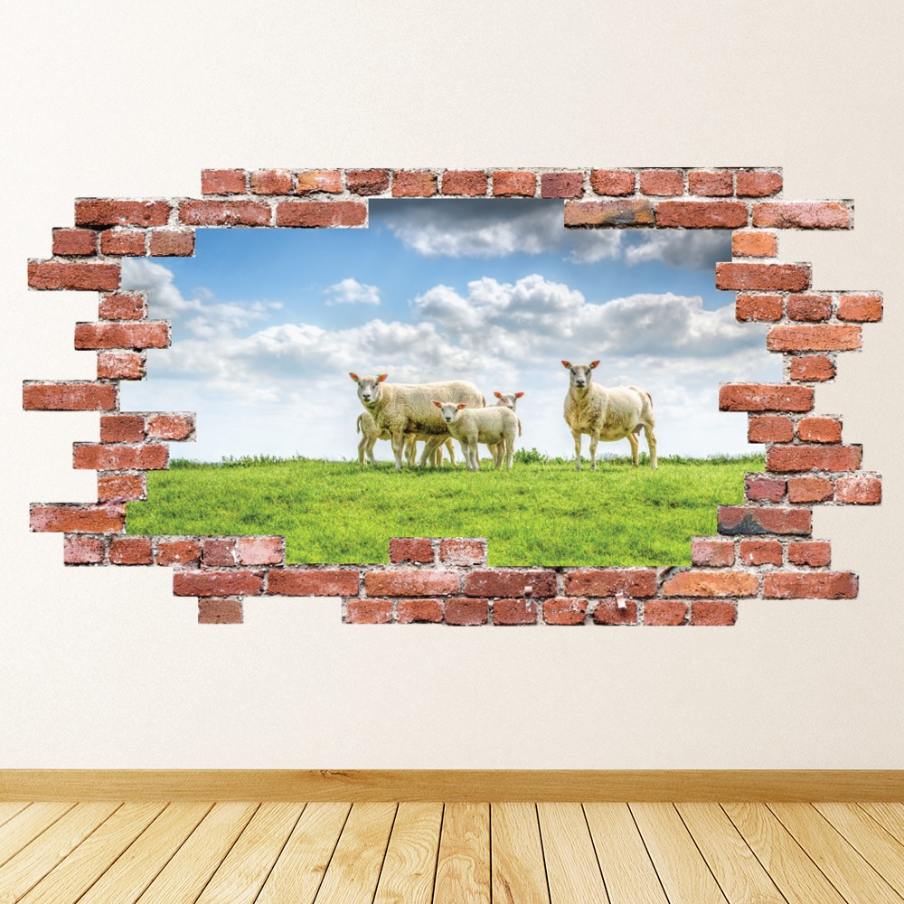 Spring Lambs Red Brick 3D Hole In The Wall Sticker | Icon Wall Stickers