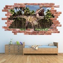 T-Rex Roar Red Brick 3D Hole In The Wall Sticker