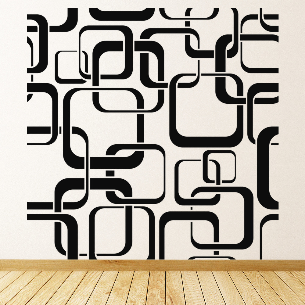 Square Pattern 3D Retro Design Wall Sticker