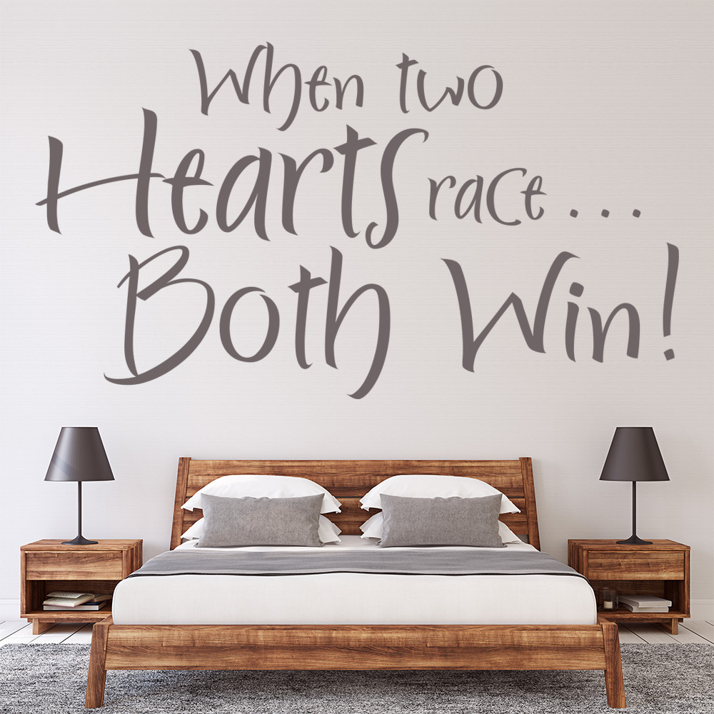 When Two Hearts Race Love Quote Wall Sticker