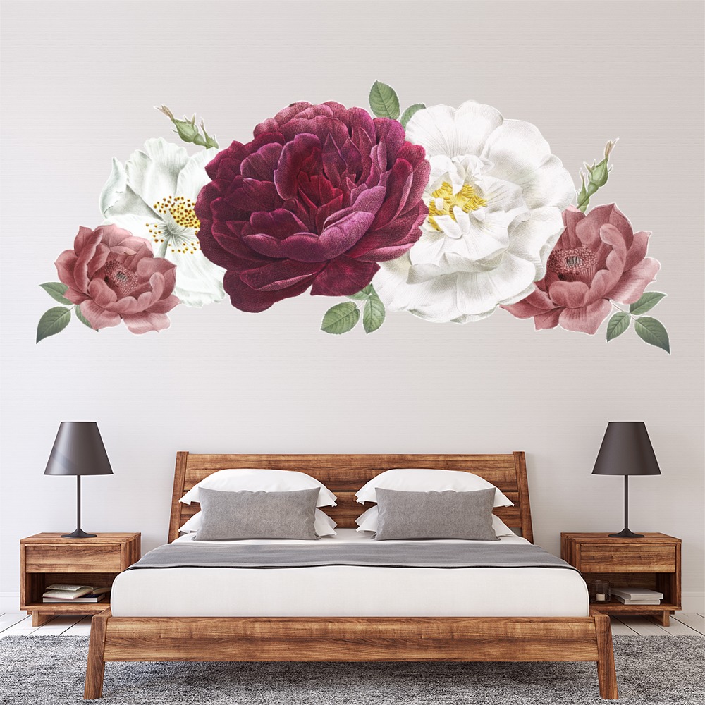 Pink and White Arch Floral Wall Sticker
